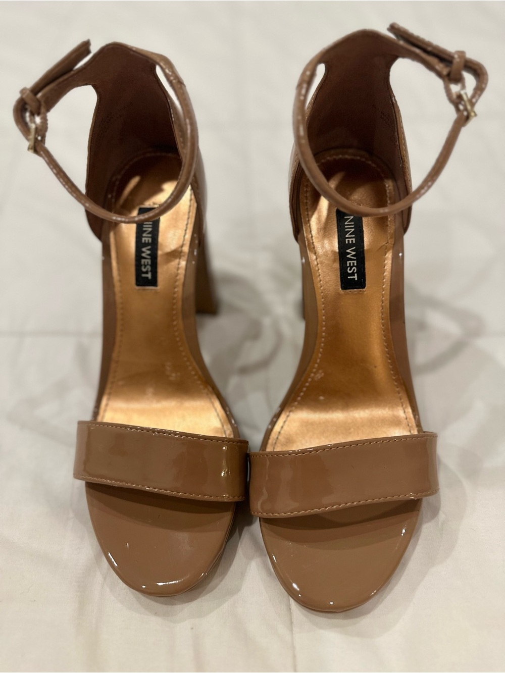 Nine West High Heel Ankle Strap Sandals in Nude Patent - Picture 4 of 5